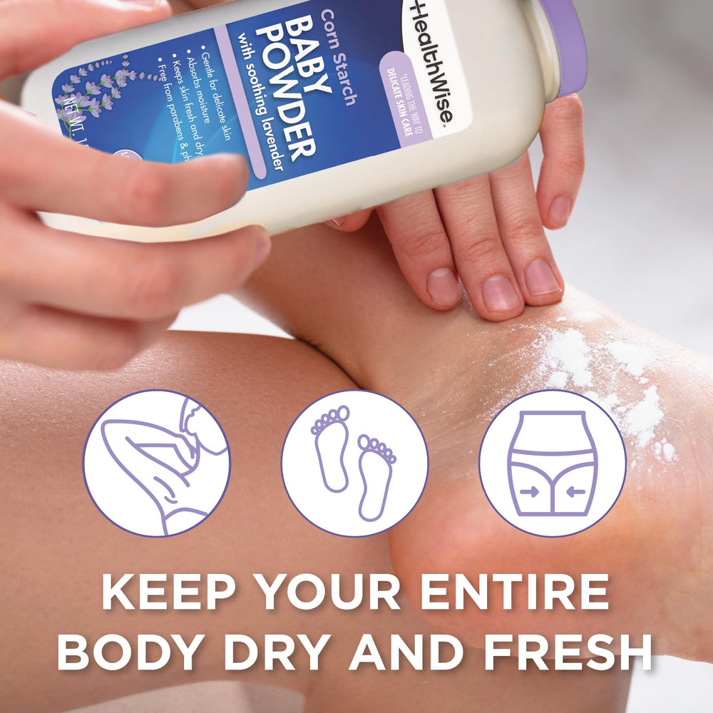 HealthWise Powder absorbs moisture to keep skin comfortable