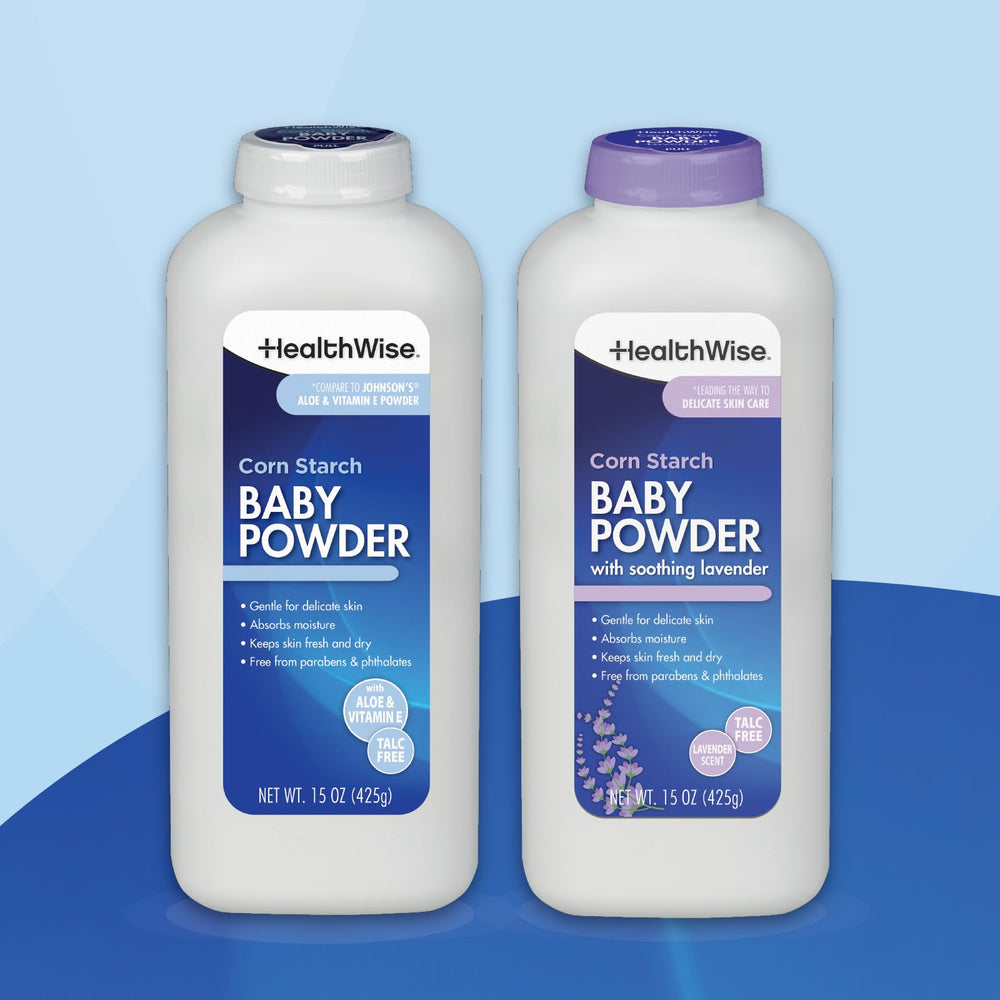 HealthWise talc-free badge emphasized on packaging.