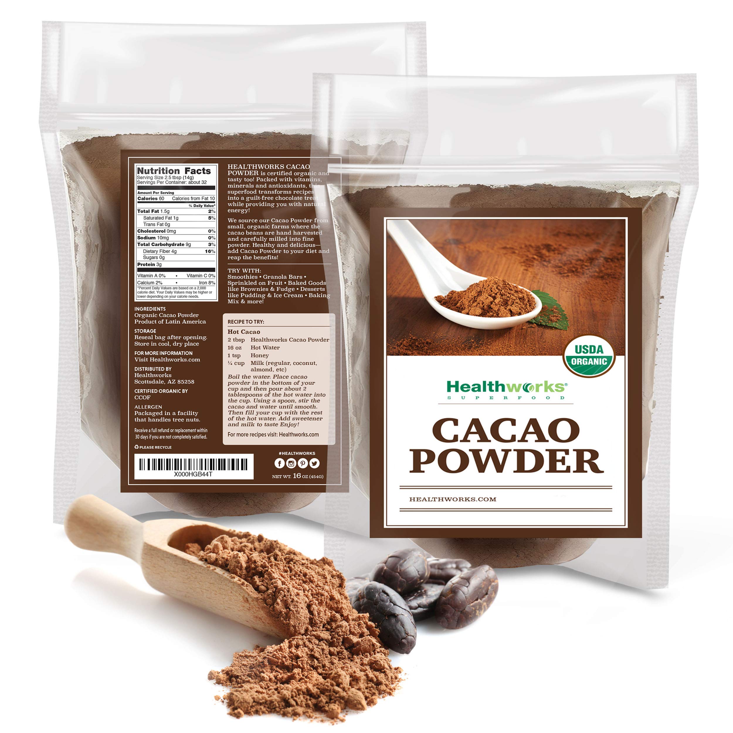 Healthworks Cacao Powder non-GMO certified for clean eating.