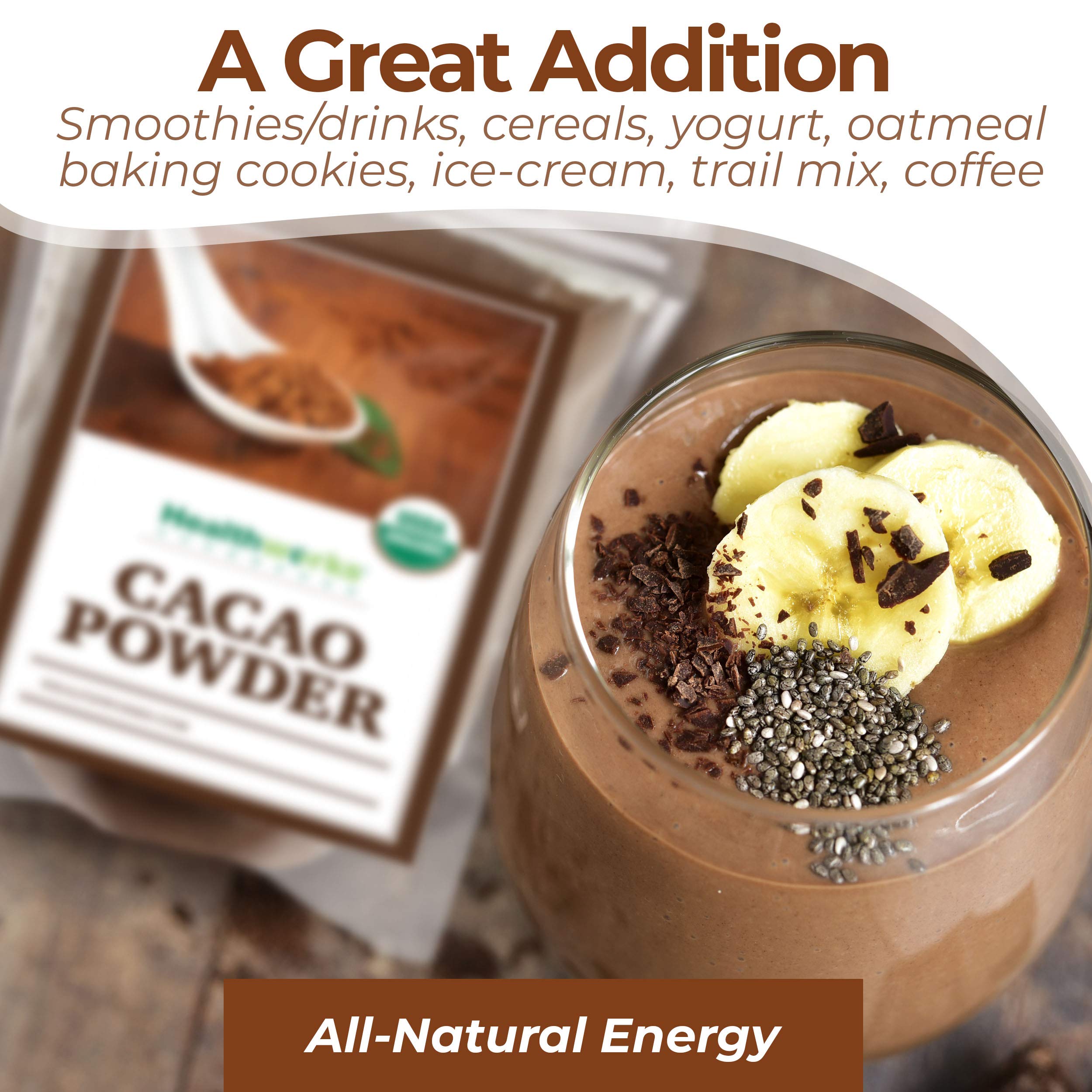 Healthworks Cacao Powder ideal for smoothies and baking projects.