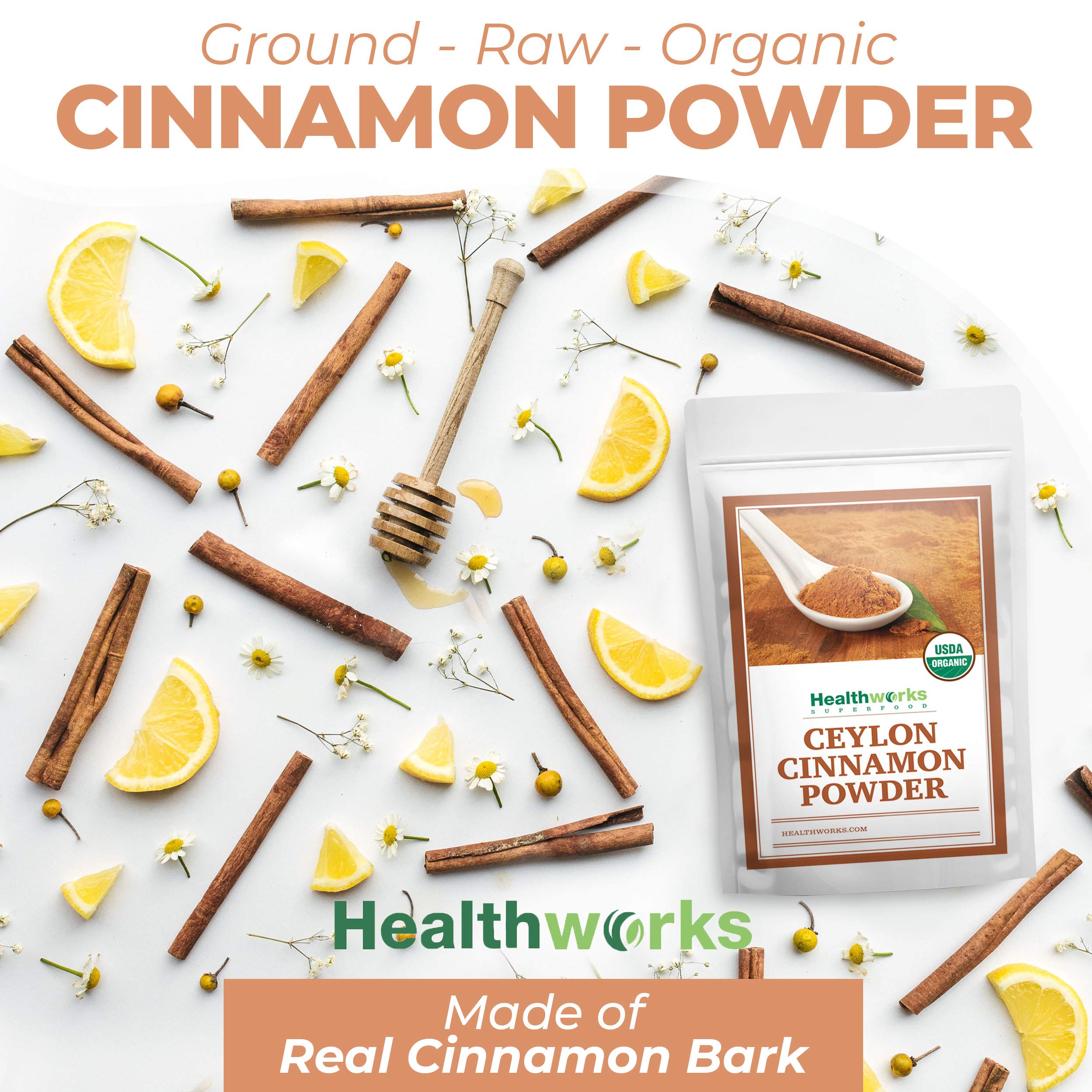 Healthworks Ceylon Cinnamon Powder in smoothie bowl to enrich flavor.