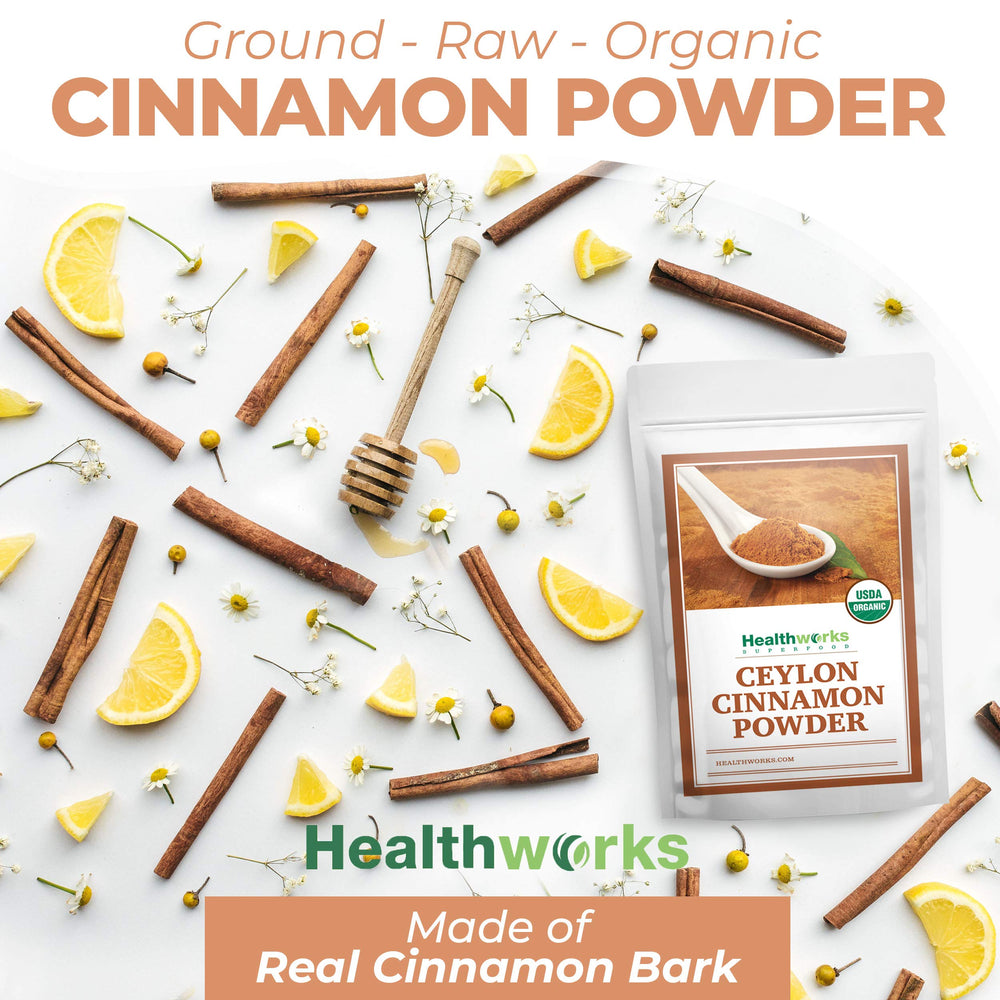 Healthworks Ceylon Cinnamon Powder in smoothie bowl to enrich flavor.