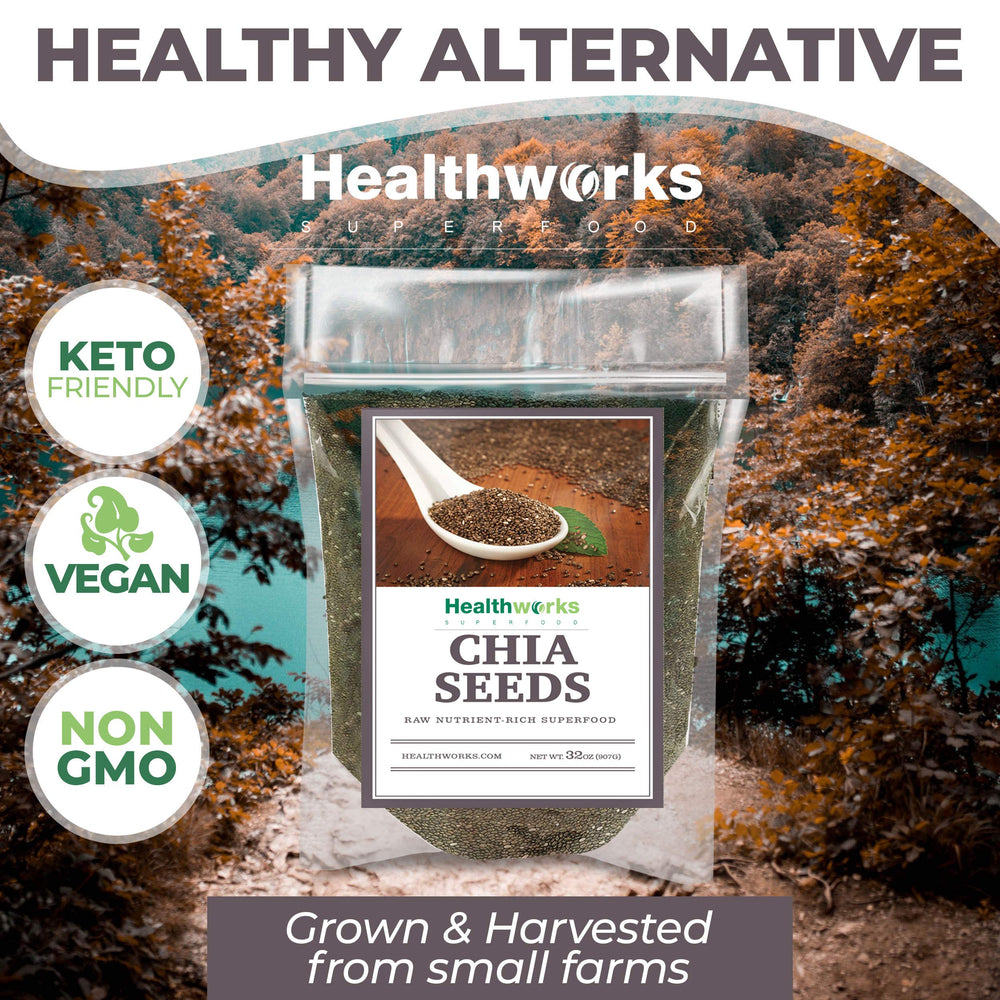 Healthworks chia seeds used in baking for thickening and binding.