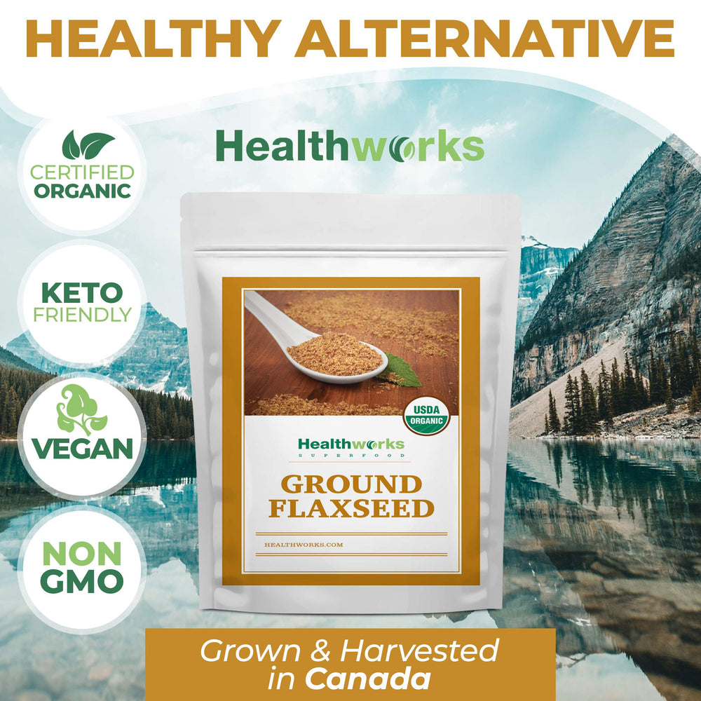 Healthworks Flax Seed Organic smoothie idea, easy way to boost fiber and nutrition.