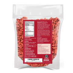 Healthworks Goji Berries closeup texture highlights chewy, sun-dried berries.
