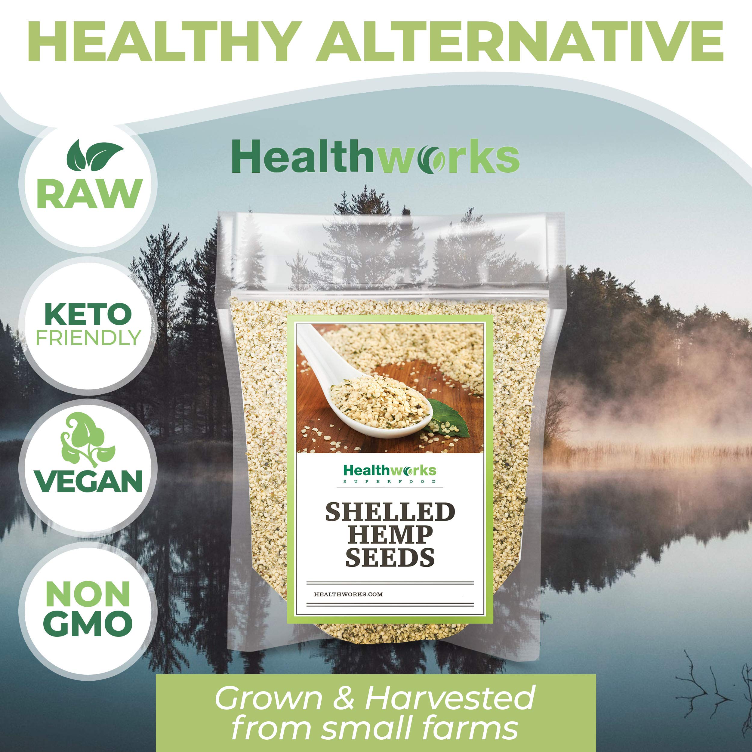 Yogurt bowl sprinkled with Healthworks hemp seeds.