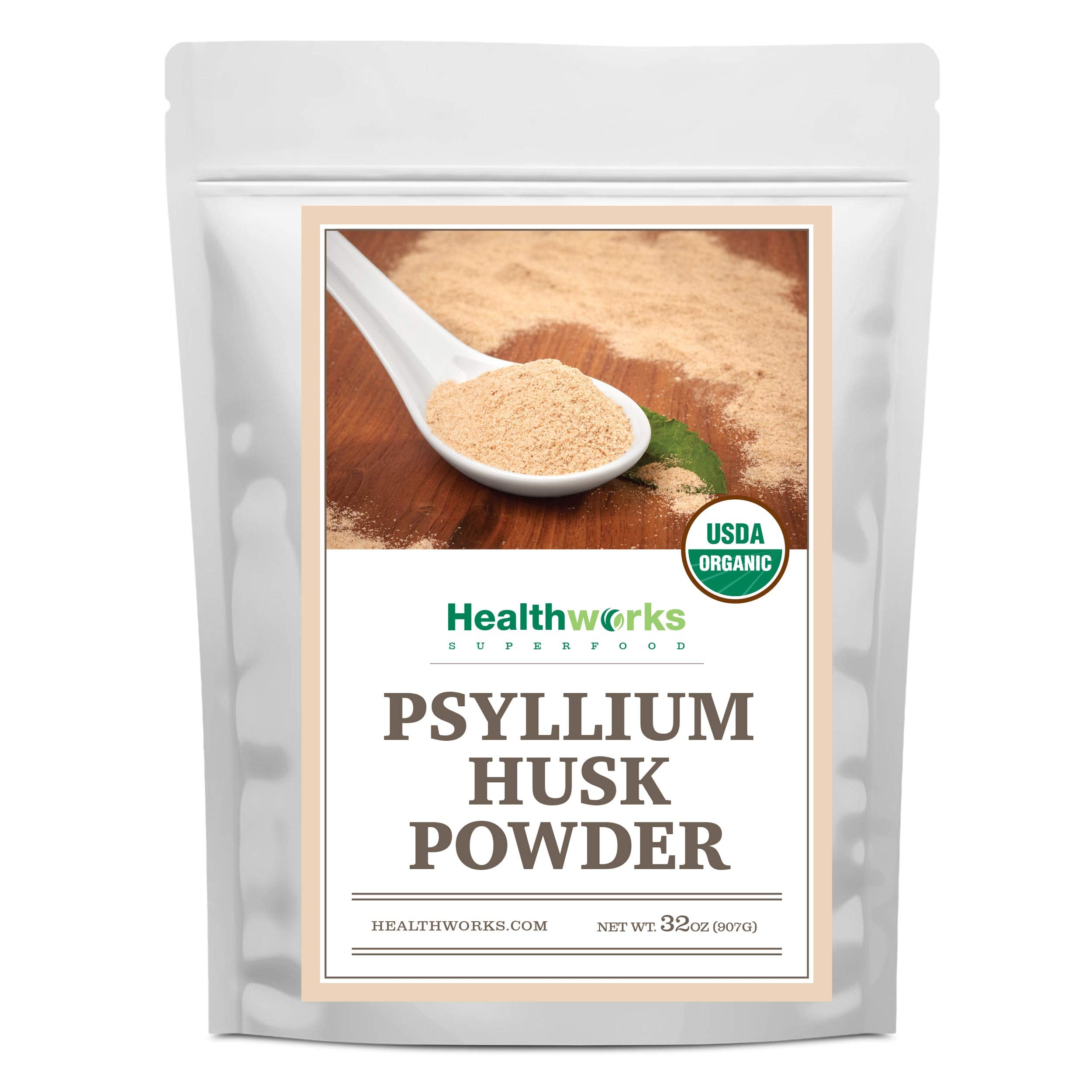 Healthworks Organic Psyllium Husk Powder bag for daily fiber use