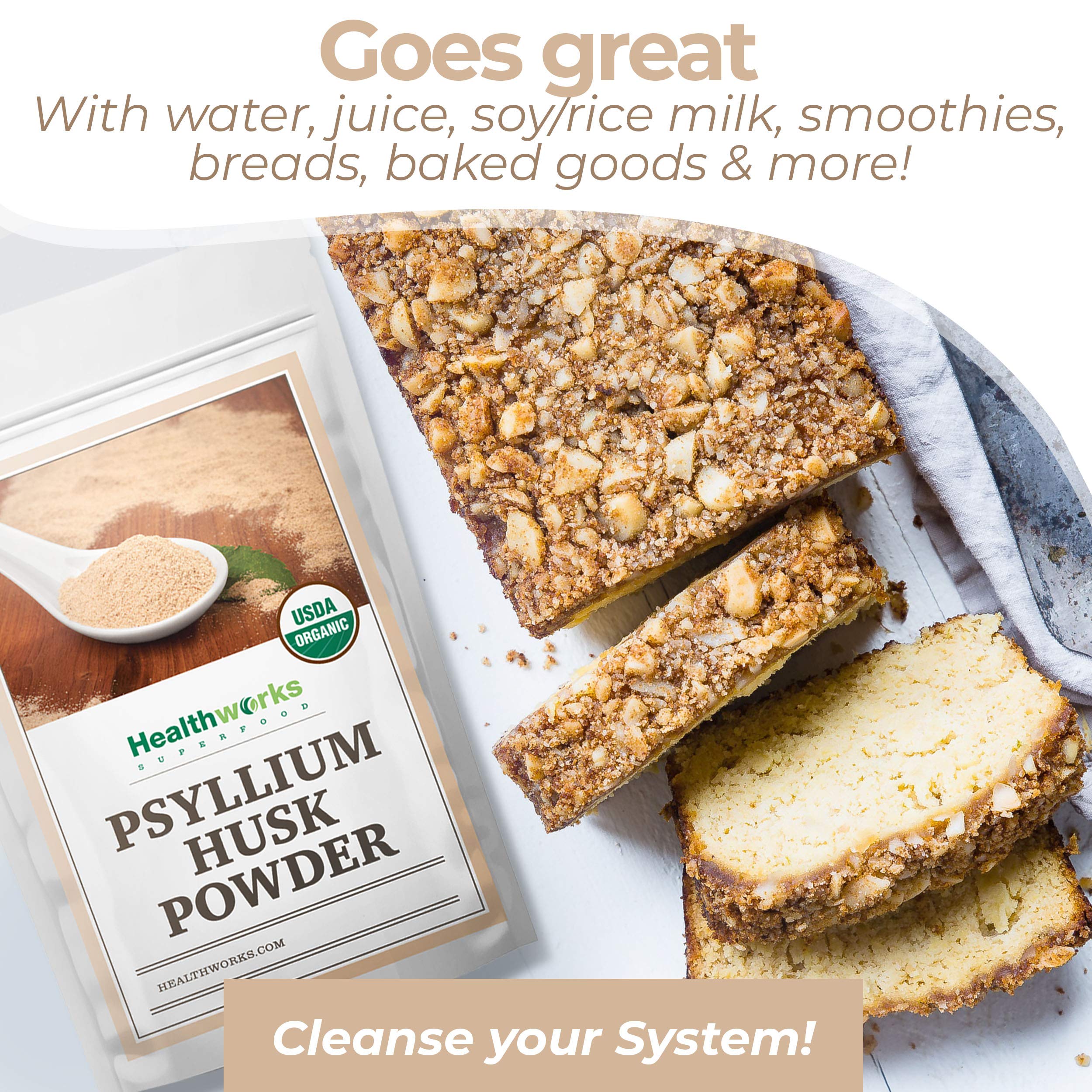 Healthworks Psyllium Husk Powder in a smoothie for fiber enrichment