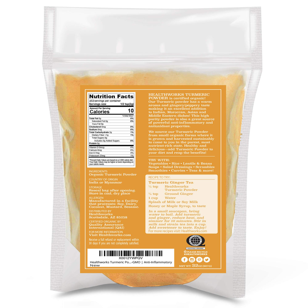 Healthworks Turmeric Powder spoon measure, easy to stir into smoothies and tonics.