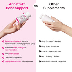 Healthy Bones Co. Annatrol bottle pour demonstrating easy daily dosing for heart and bones.