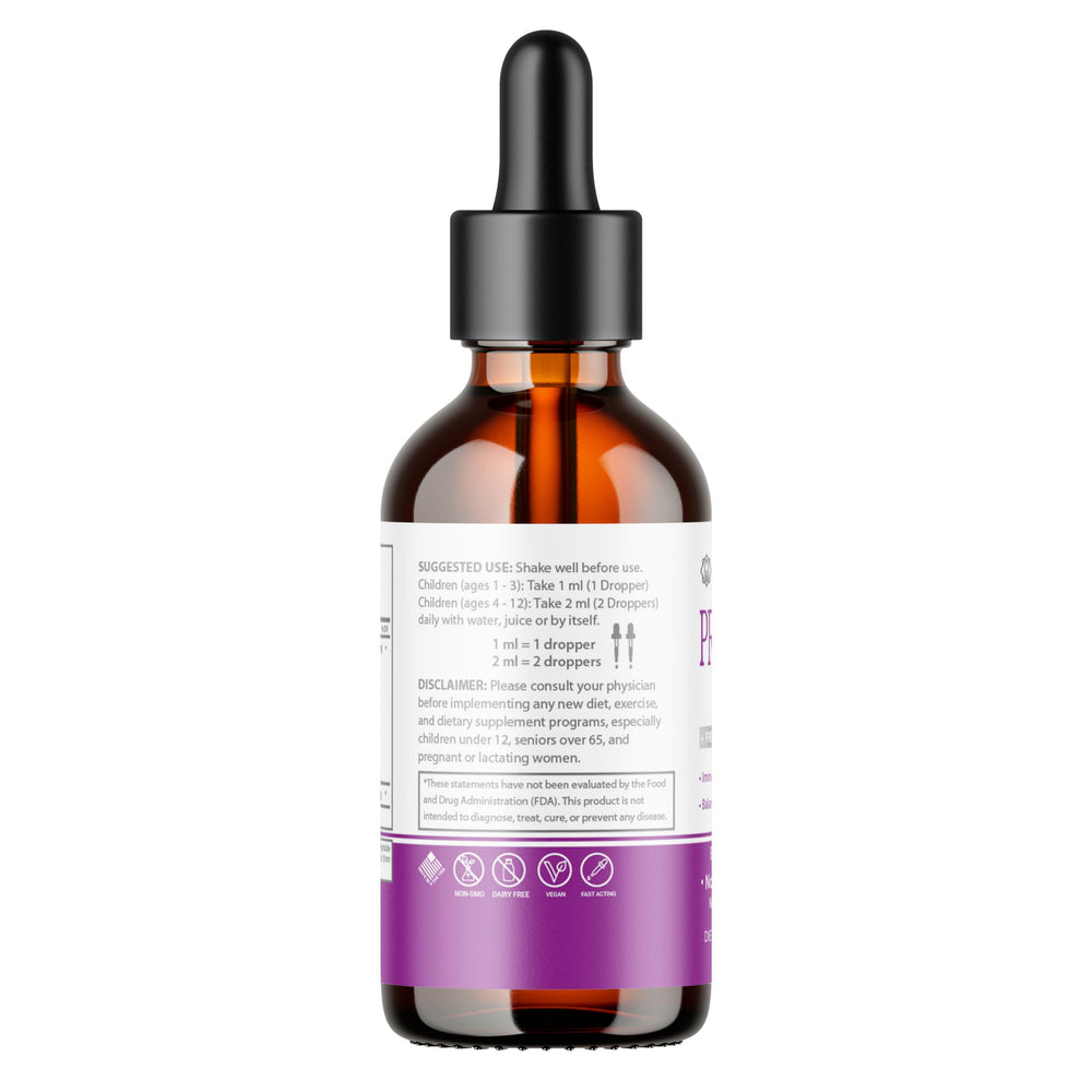 Amber shelf-stable bottle of Healthy Genetics probiotics ready for pantry storage