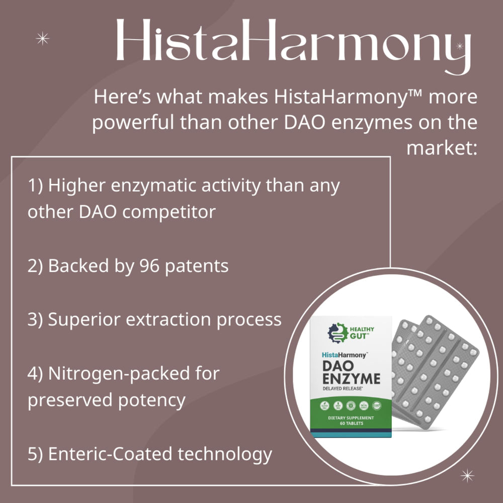 Healthy Gut HistaHarmony gluten-free and dairy-free formula label.