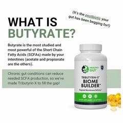 Healthy Gut Tributyrin-X front packaging showing professional-grade bottle.