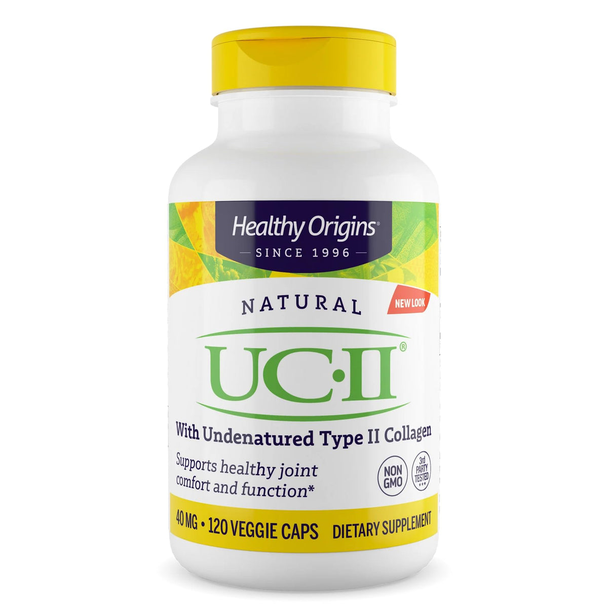 Healthy Origins UC-II bottle-front demonstrates premium joint-support packaging for daily use.