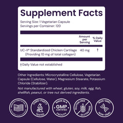 Healthy Origins UC-II capsules-closeup showcases 40 mg daily dose for convenient use.