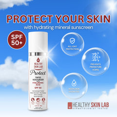 Healthy Skin Lab Protect mineral SPF label emphasizes broad-spectrum protection.