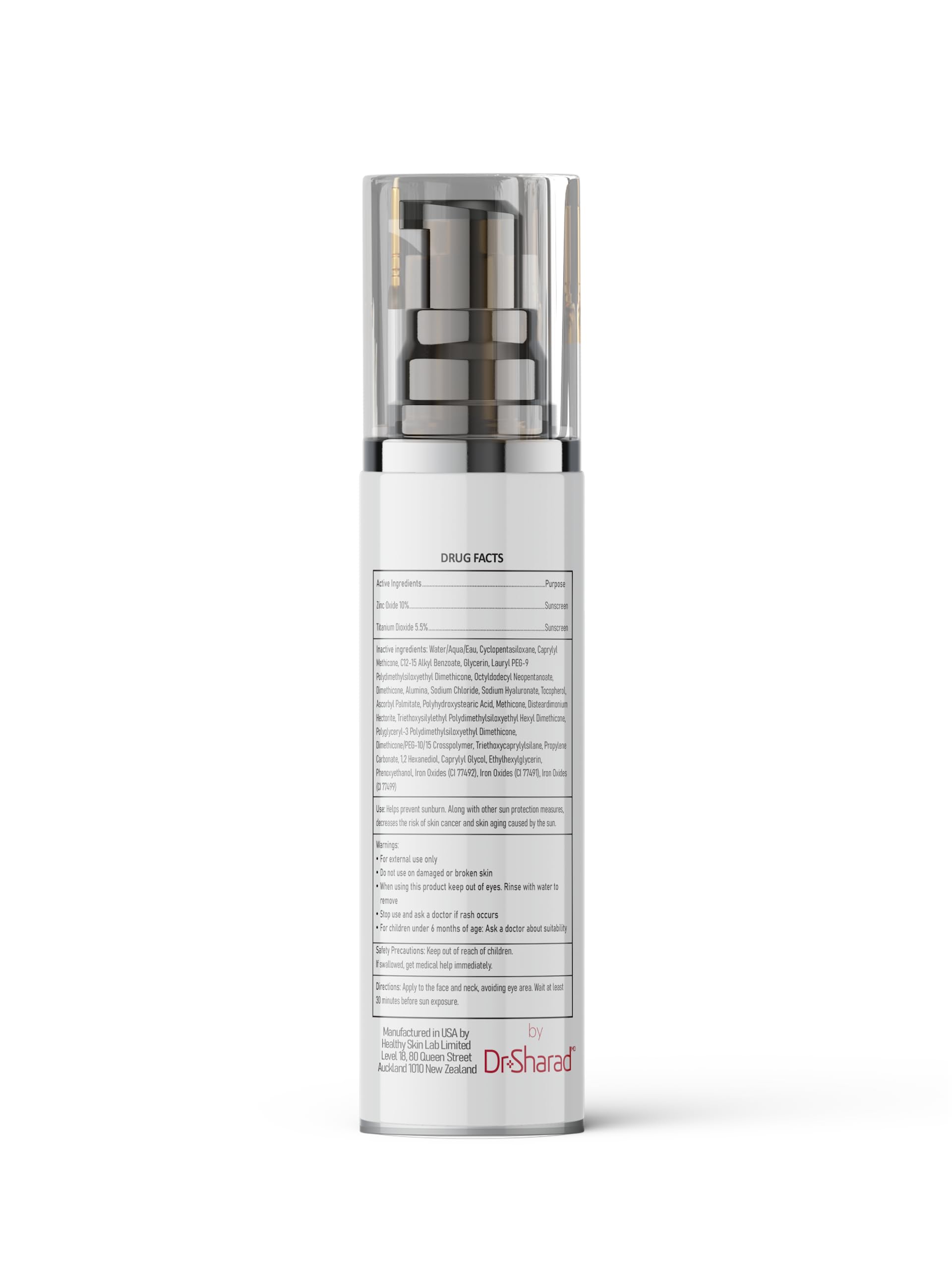 Healthy Skin Lab Protect radiant finish on bare face shows healthy glow.