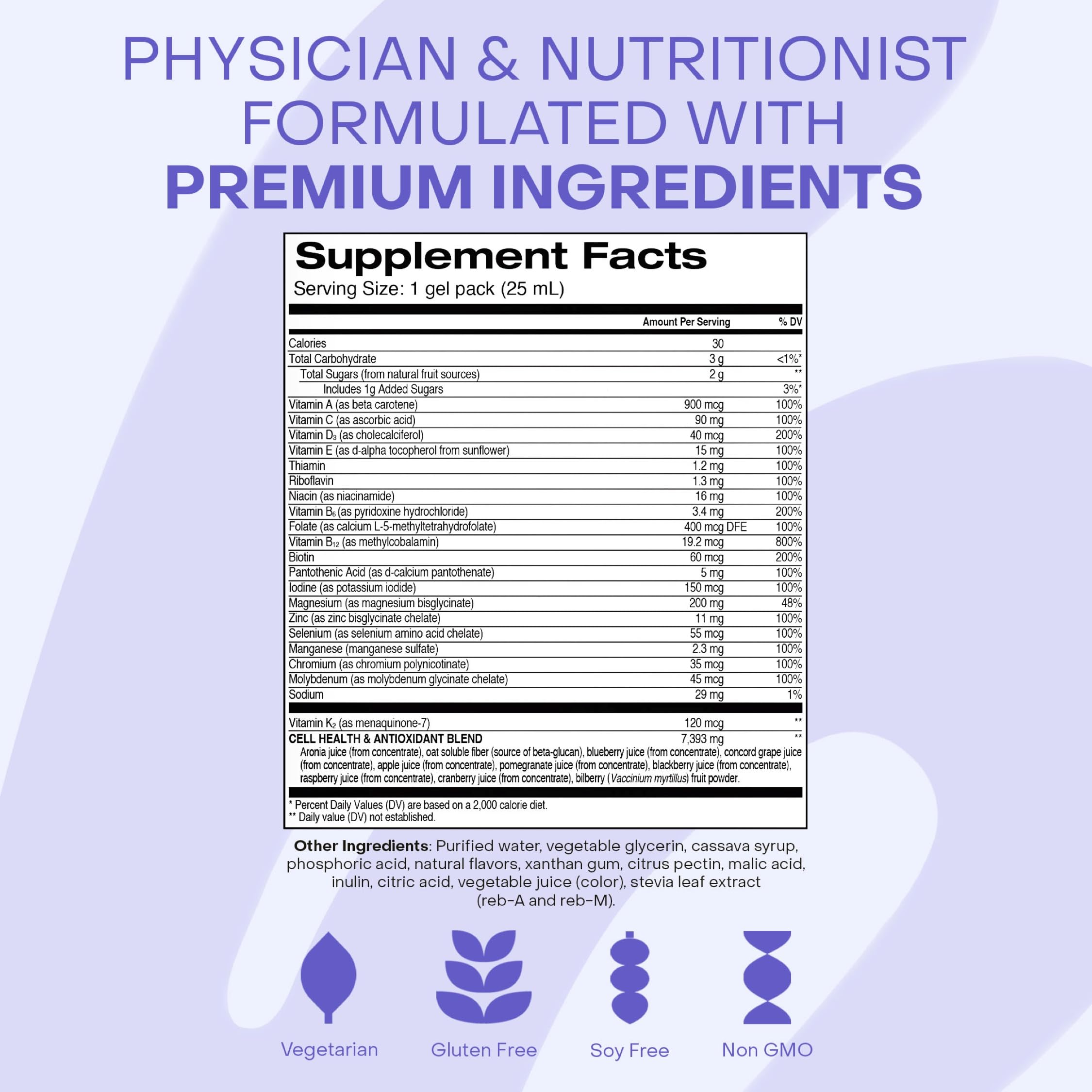 HealthyCell BioActive Daily Liquid Multivitamin smoothie-ready mix for effortless integration.