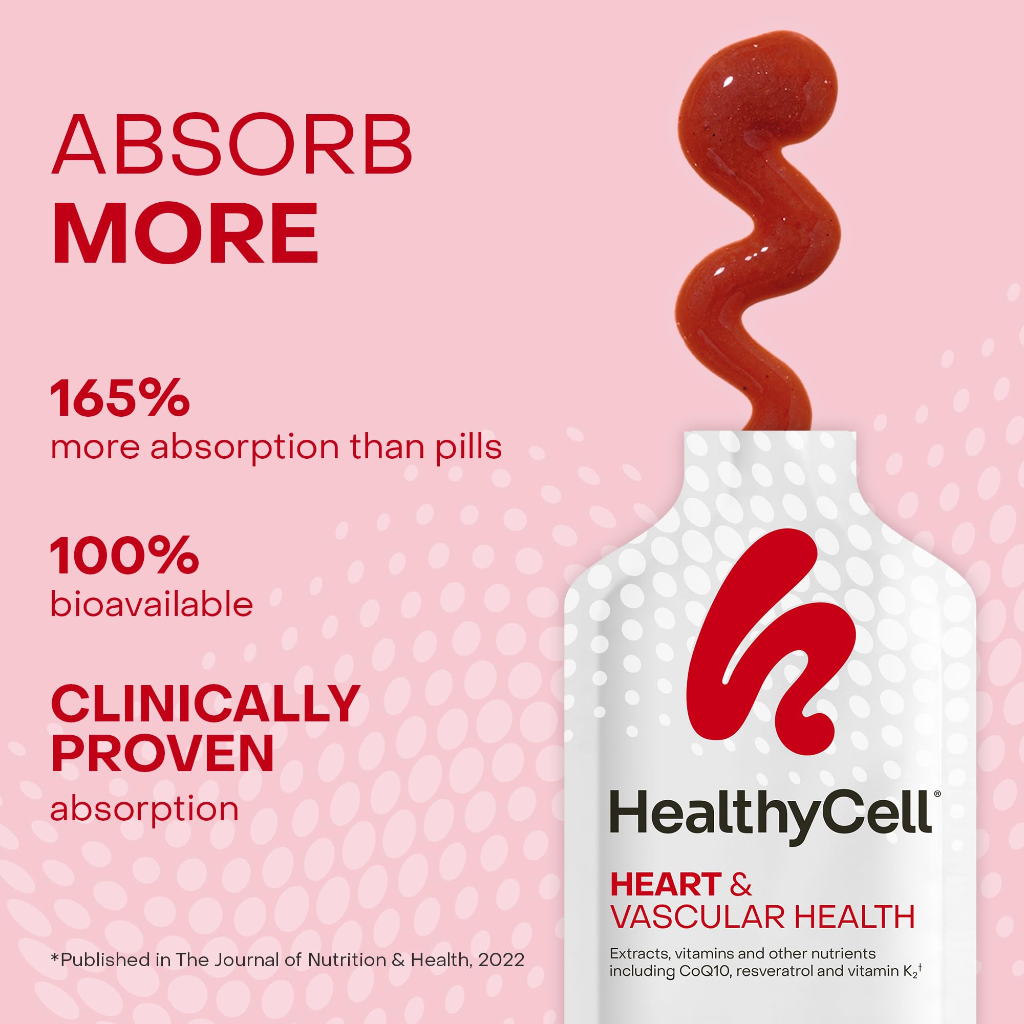 HealthyCell Heart and Vascular gel-pack packaging presents an easy daily option that may support blood flow health.