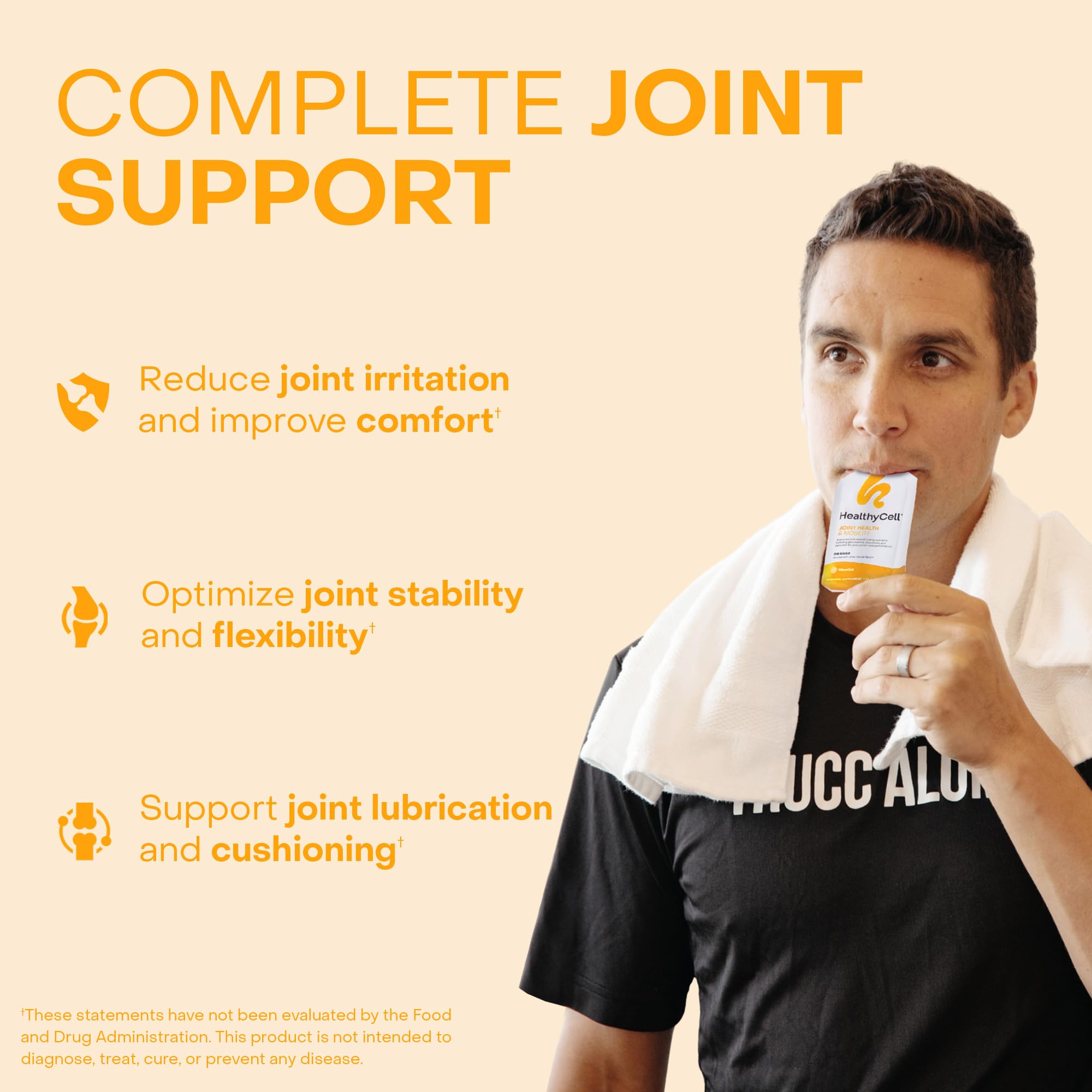 HealthyCell orange-flavored microgel for tasty joint support.