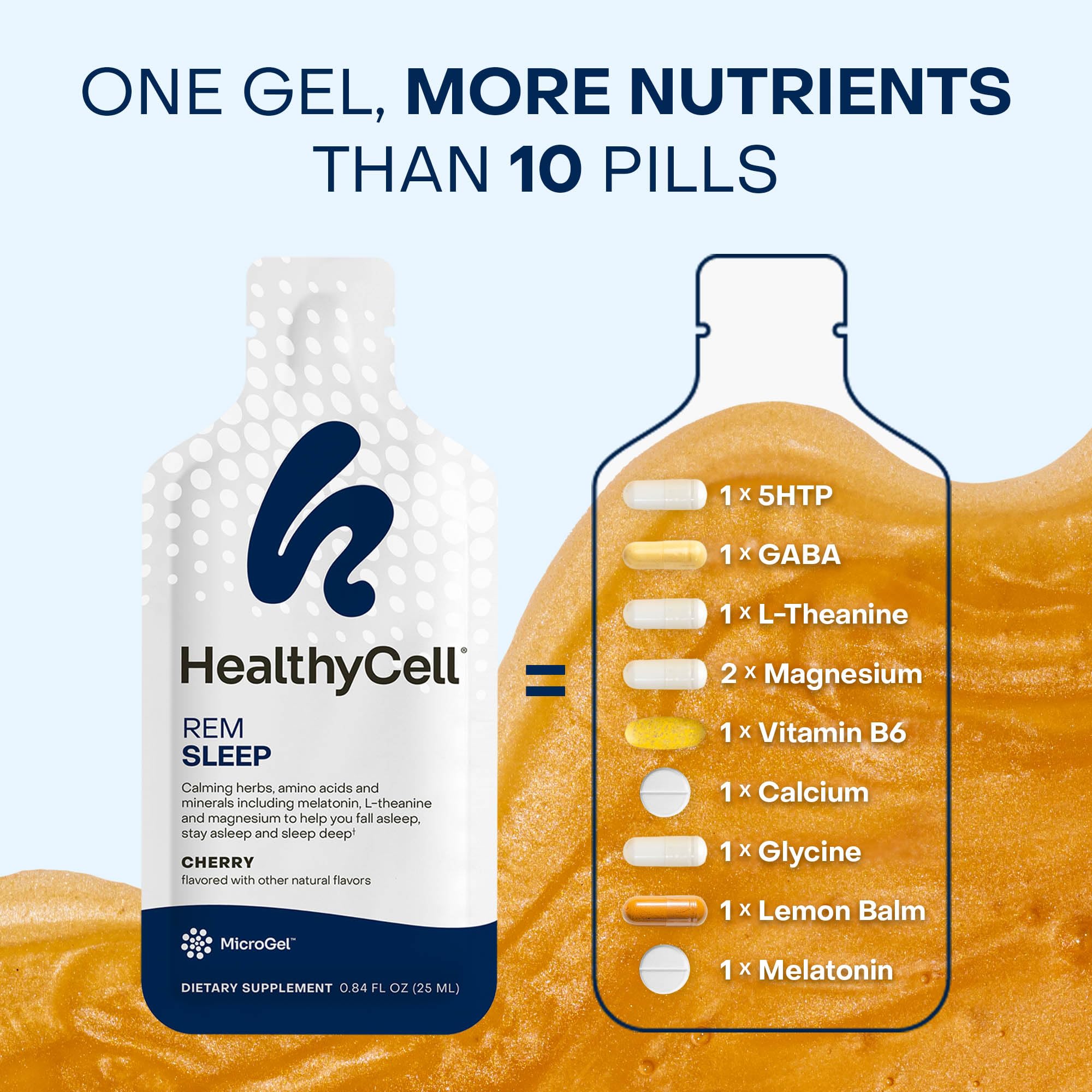 HealthyCell REM Sleep 30 gel packs provide convenient home storage.