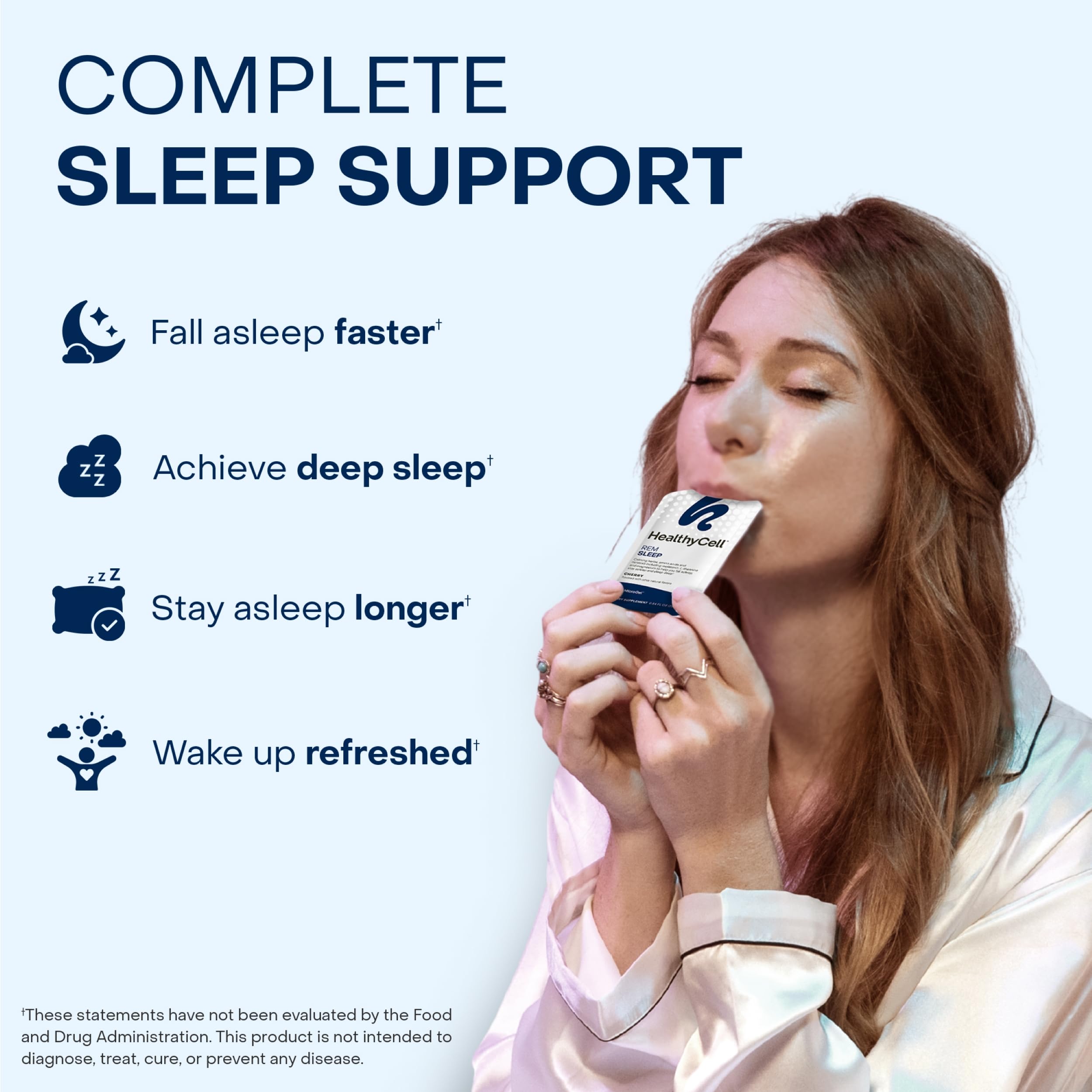 HealthyCell REM Sleep Cherry-flavored gel offers a pleasant wind-down.