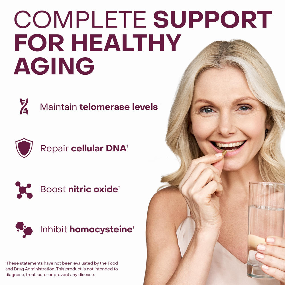 Healthycell Telomere Length Supplement capsules laid out for easy daily dosage