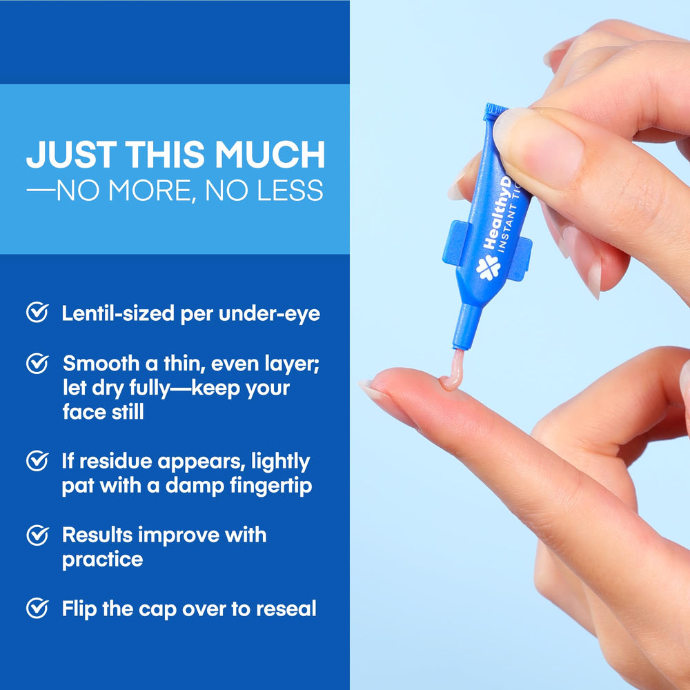 HealthyDerm Instant Eye Lift Serum drying quickly with a fan for faster results.
