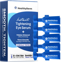 HealthyDerm Instant Eye Lift Serum packaging with mini tubes for precise dosing.