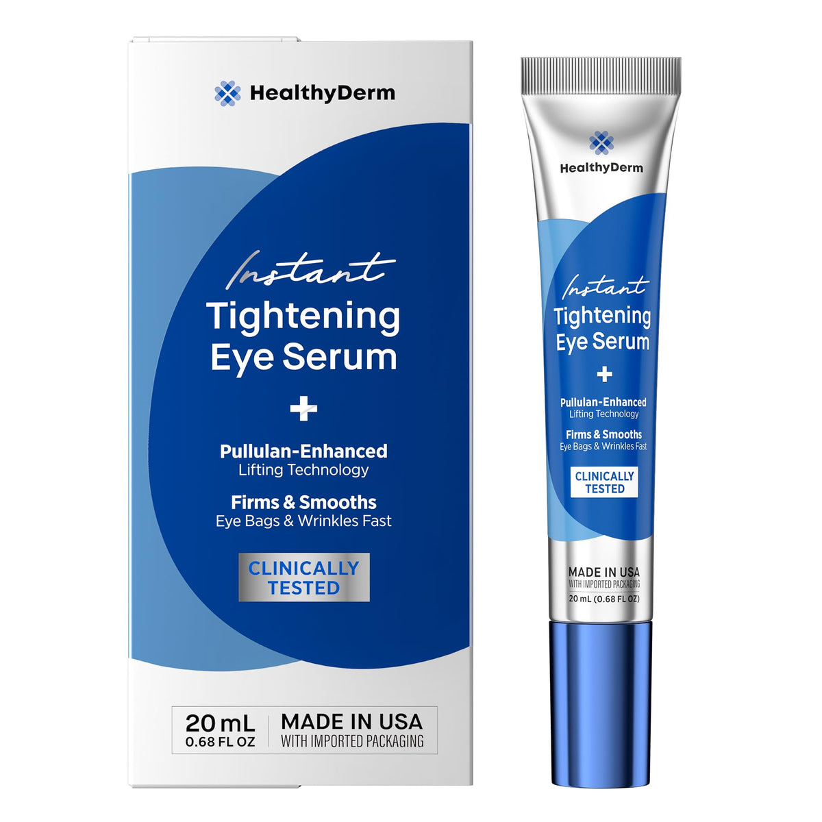 HealthyDerm instant under eye lift serum bottle pour for mess-free application