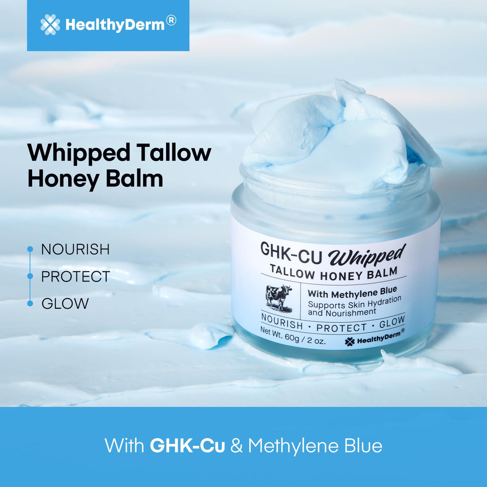 HealthyDerm Manuka honey swirled texture demonstrates soothing nourishment.