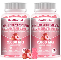 Healtionist 2000mg calcium citrate gummies bottle showing bone support.