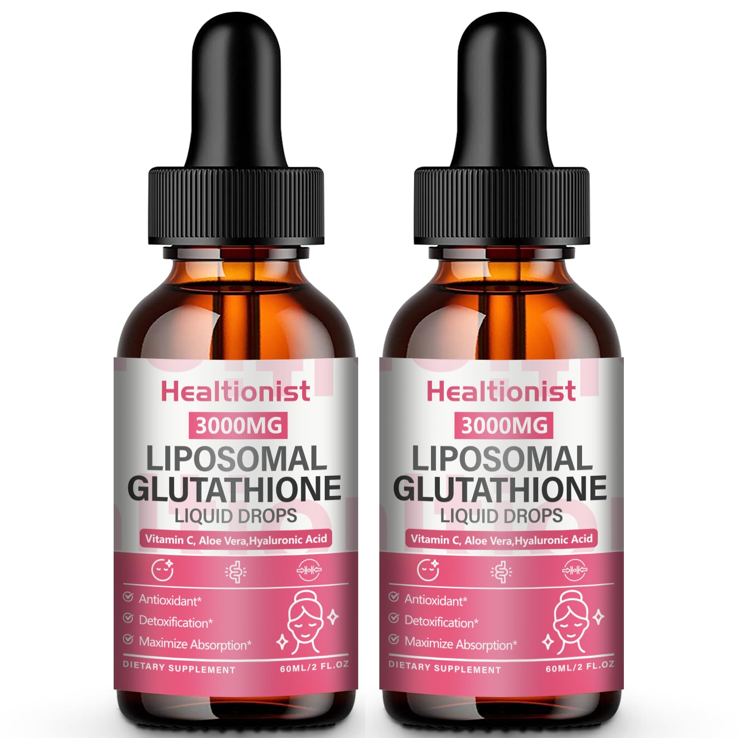 Healtionist liposomal glutathione drops bottle front view for immune support