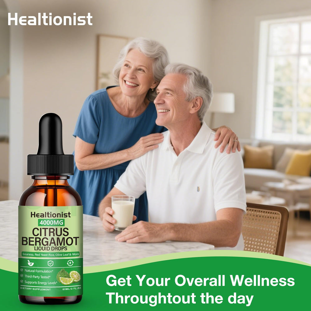 Healtionist drops with dropper depict fast-absorption liquid delivery.