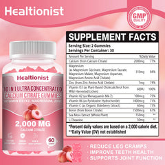 Healtionist peach-flavored gummies close-up for tasty daily calcium intake.