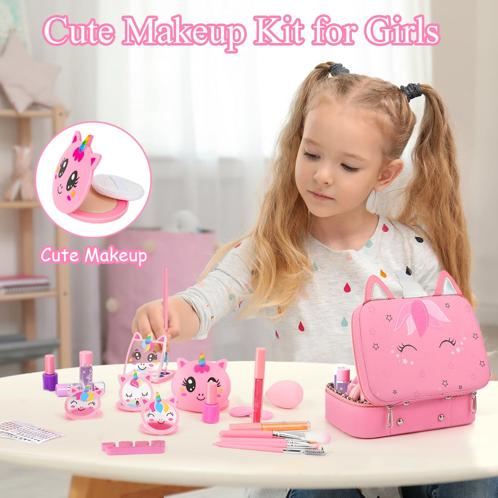 Heaning kids makeup kit pressed powder offers safe color for pretend play