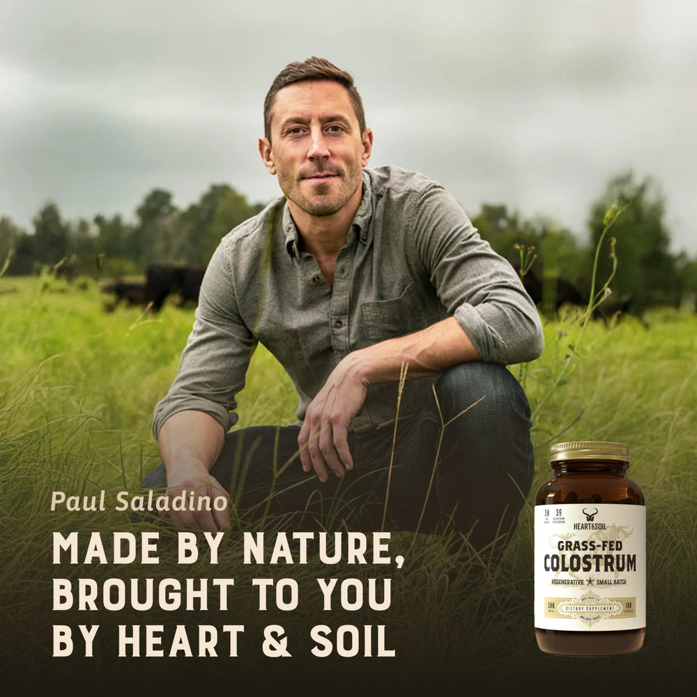 Heart & Soil bovine colostrum immune-support capsules for daily wellness.