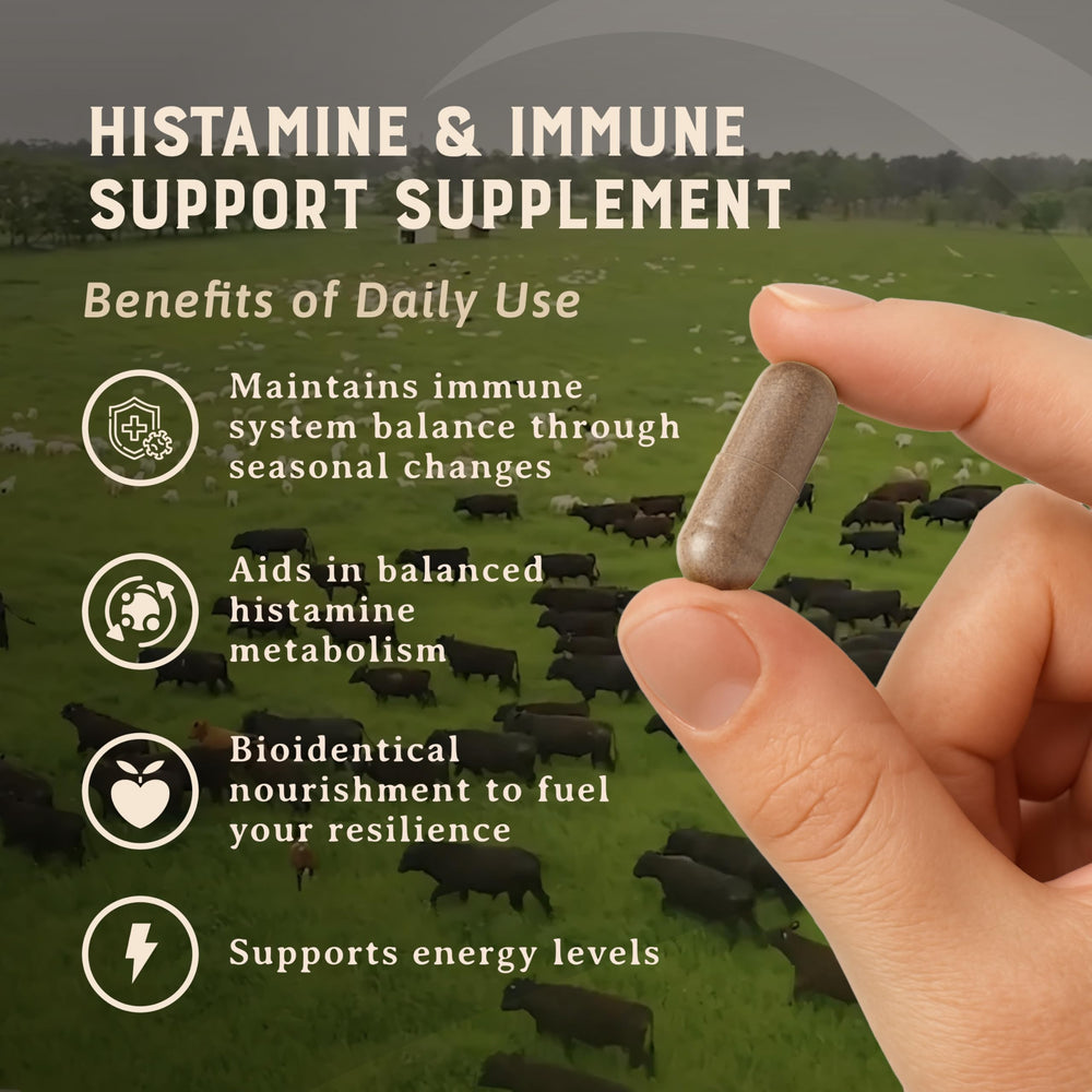 HEART & SOIL grass-fed organs bottle shows thymus, liver, and kidney content