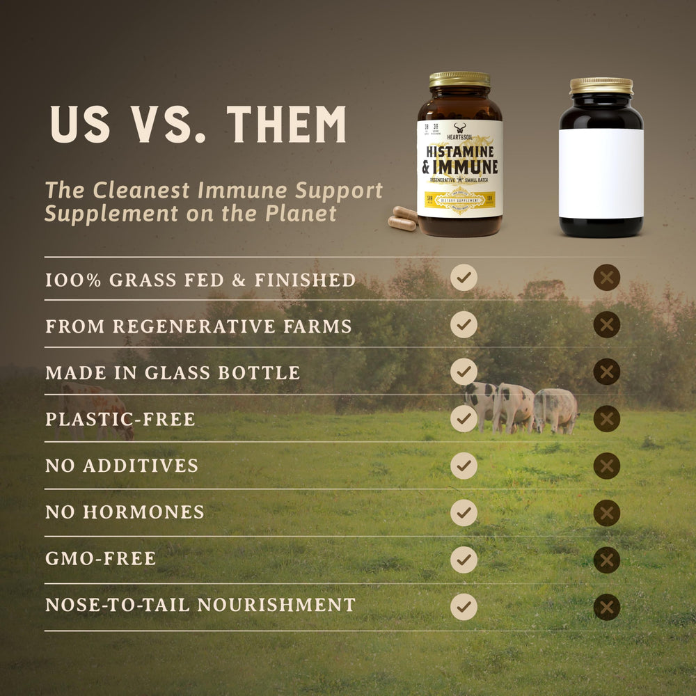 HEART & SOIL nutrition panel highlights B vitamins and omega fatty acids