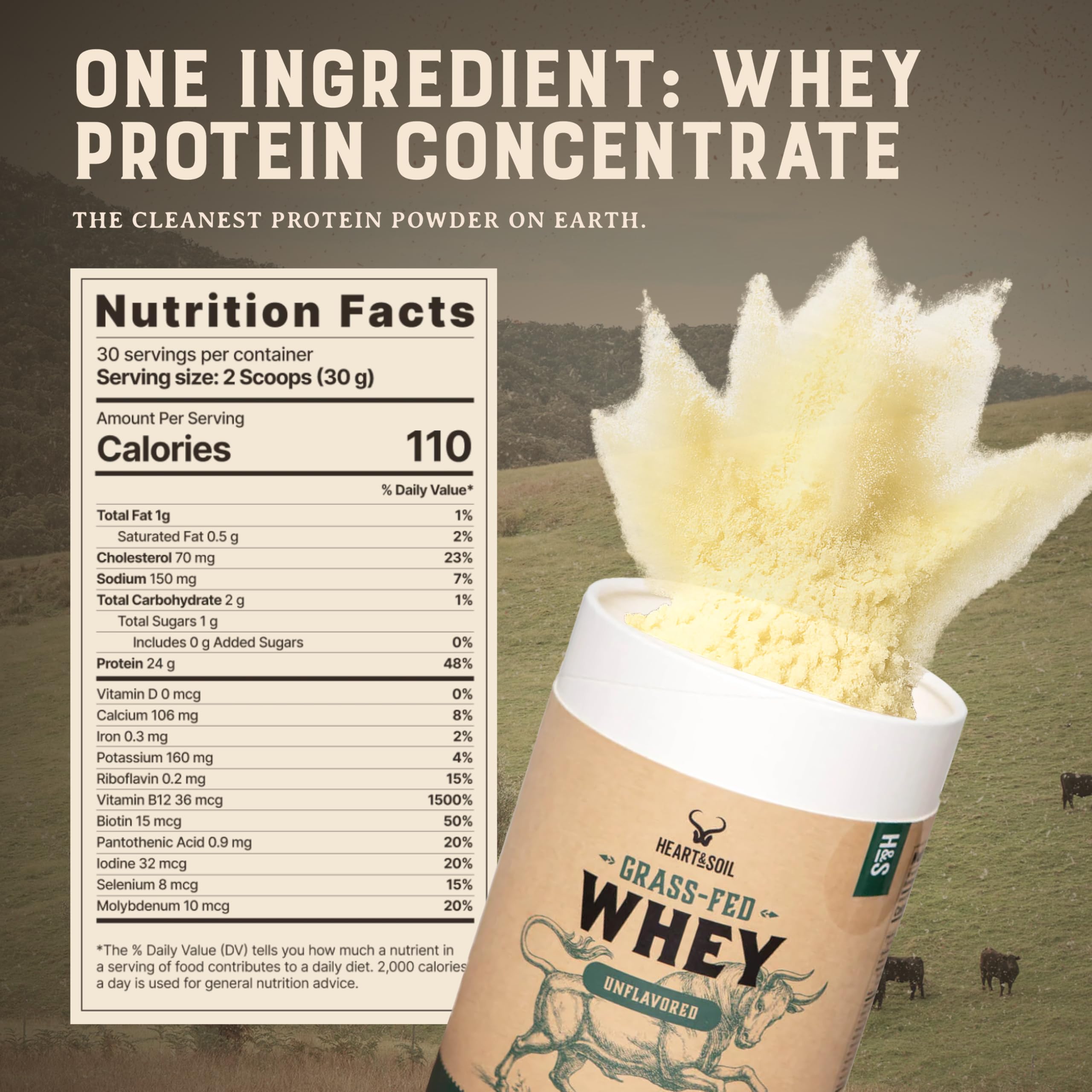 HEART & SOIL digestible whey powder suitable for easy mixing.