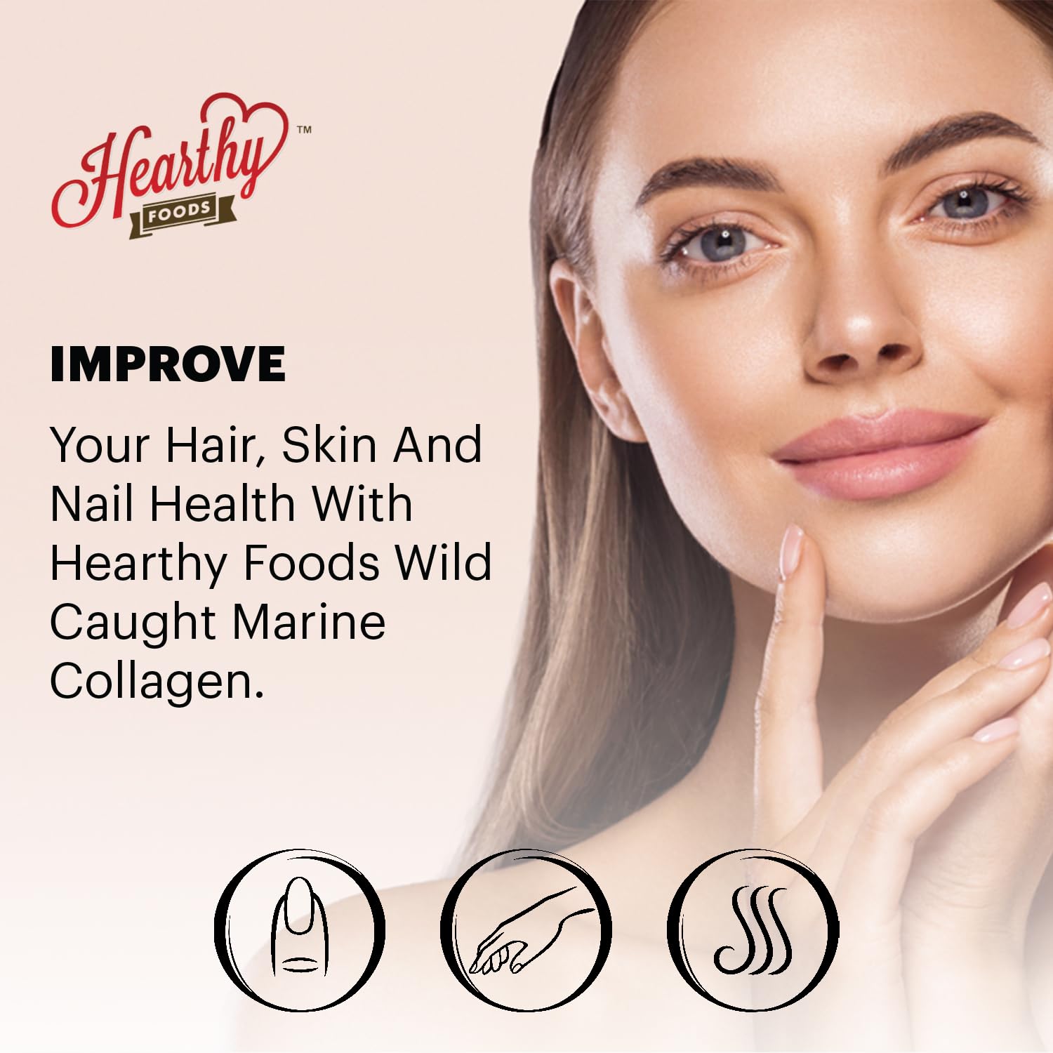 Non-GMO certification on HEARTHY FOODS Marine Collagen Powder packaging