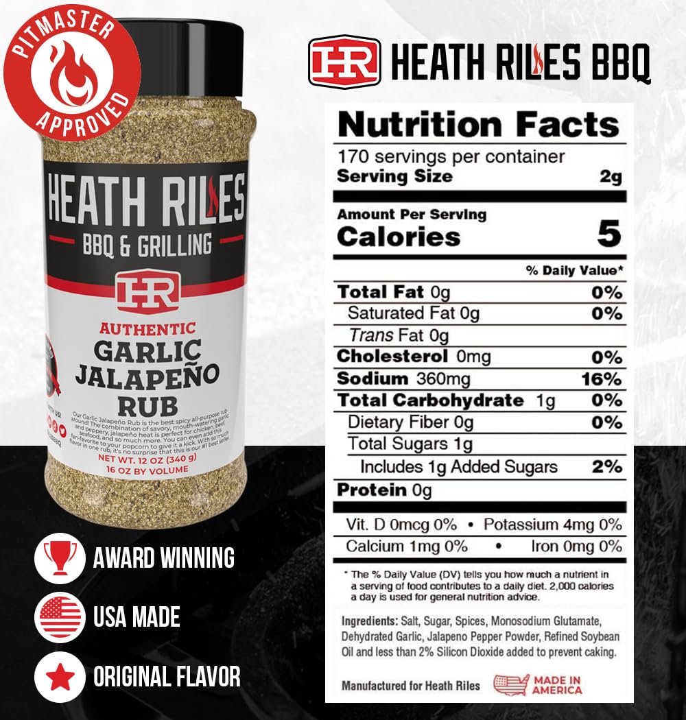 Heath Riles BBQ Garlic Jalapeño ribs prep shows even coating for savory smoke.