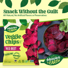 HEAVEN & EARTH Beet Chips ingredients panel, non-GMO and simple.
