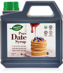 HEAVEN & EARTH Date Syrup bottle pour for pancakes with natural caramel sweetness.