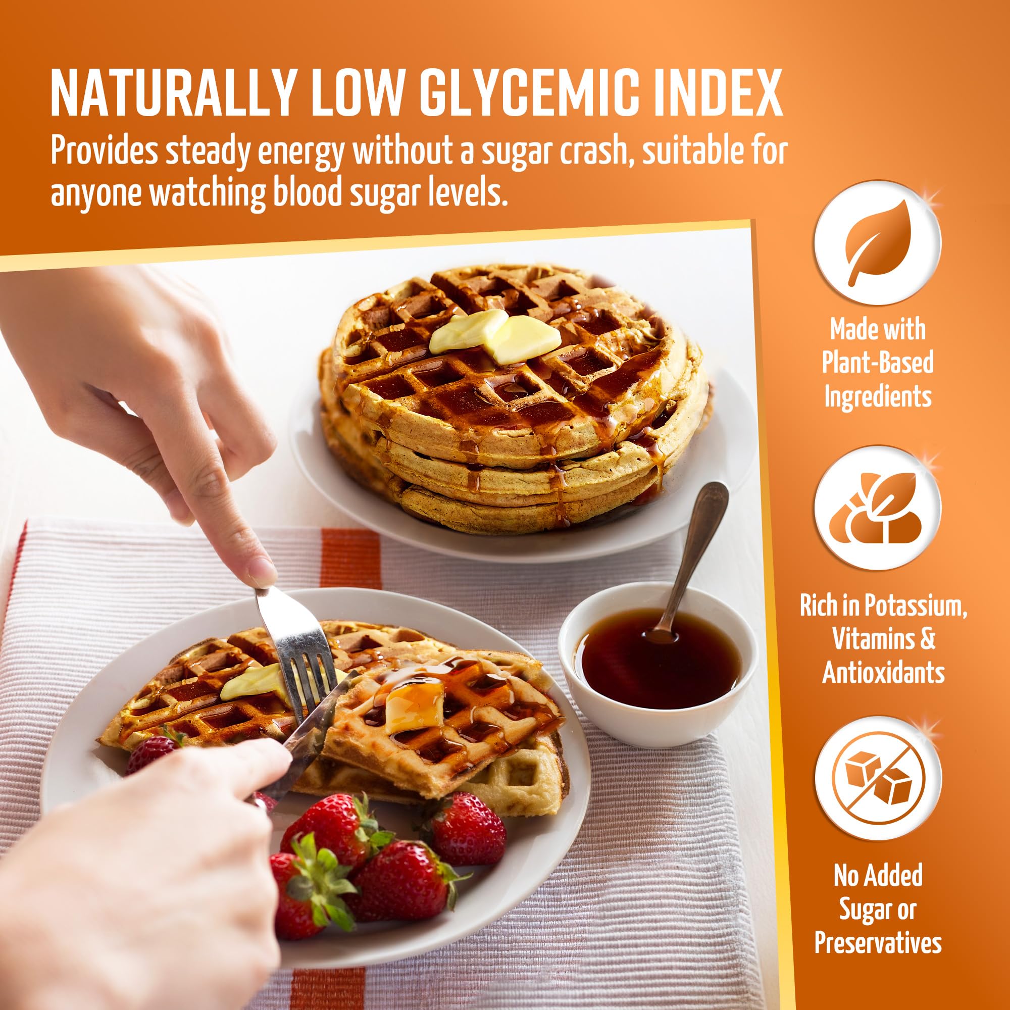 Organic ingredients highlight: pure dates with potassium, vitamins, and antioxidants.