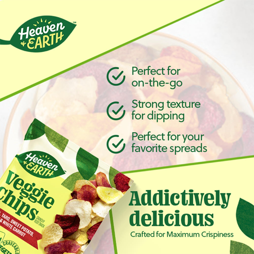 Heaven & Earth Veggie Chips atop salad for extra crunch and color.