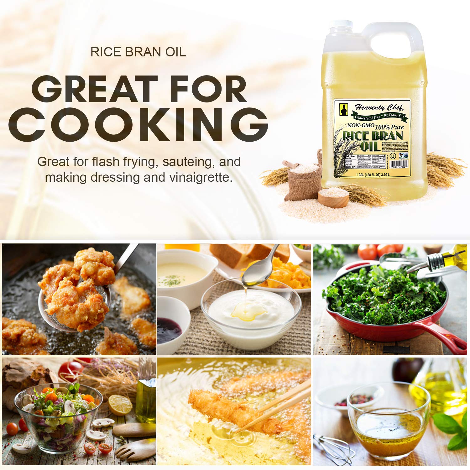 Heavenly Chef Rice Bran Oil 1gal animal care, coat shine for pets and horses