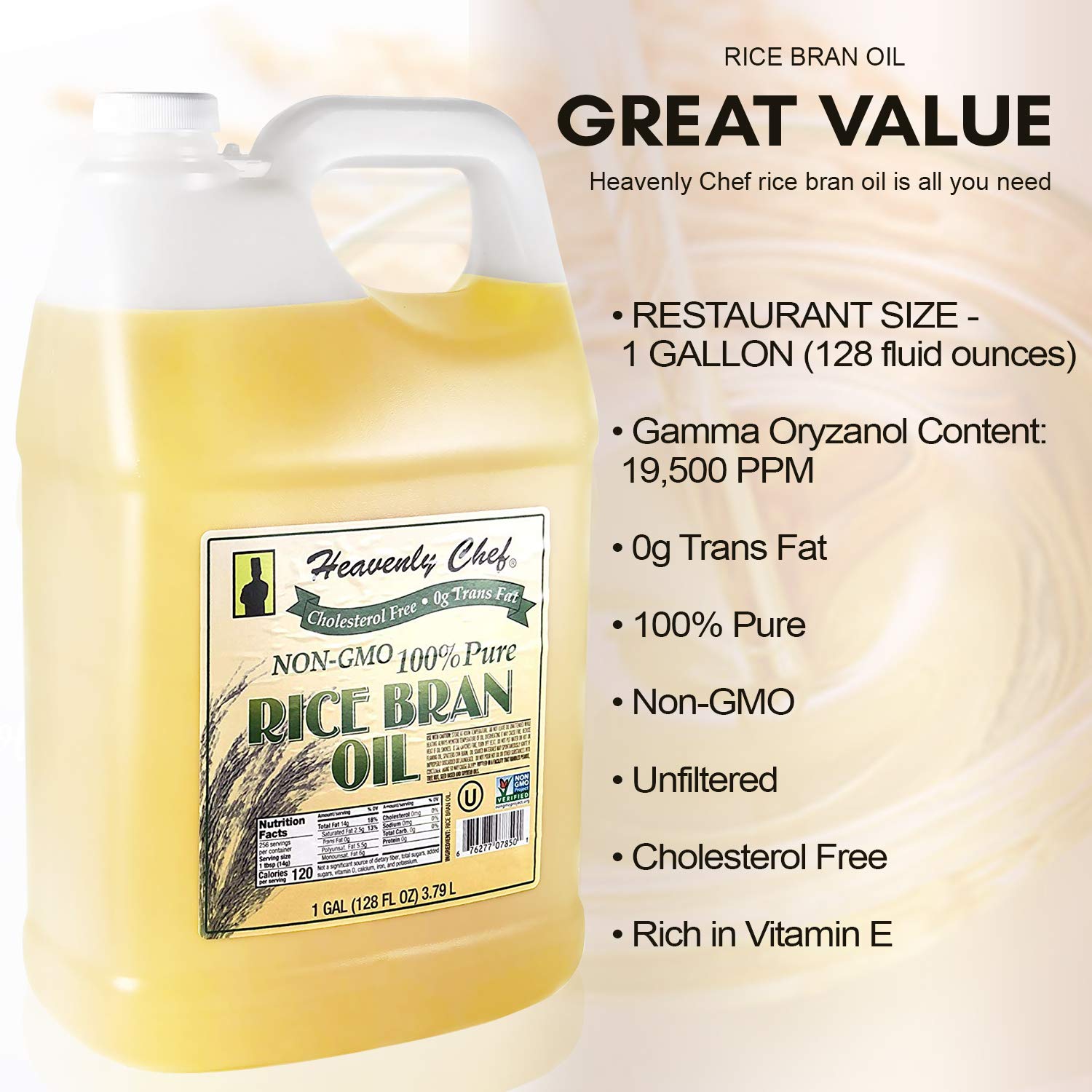 Heavenly Chef Rice Bran Oil 1gal for emulsified dressings and sauces