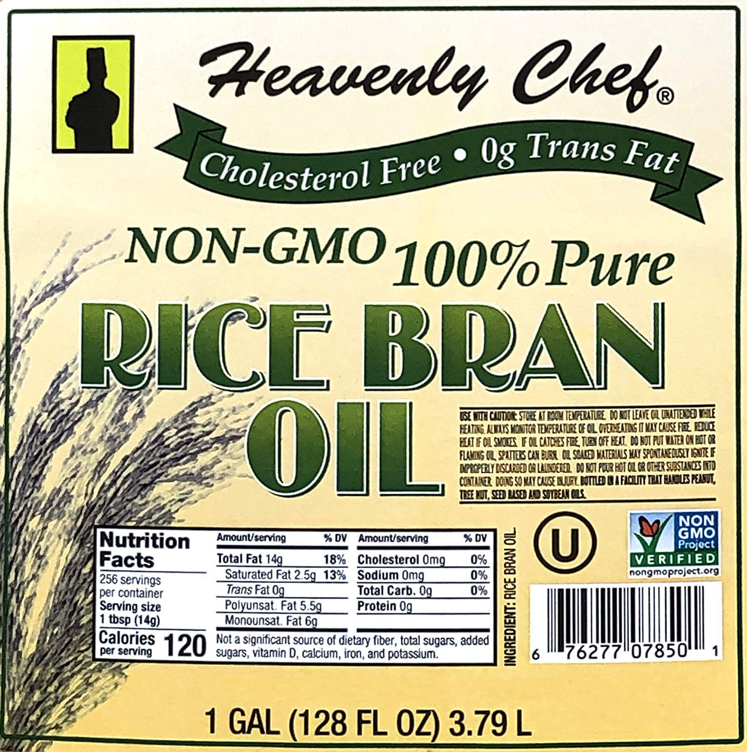 Heavenly Chef Rice Bran Oil 1gal non-GMO, heart-healthy kitchen staple