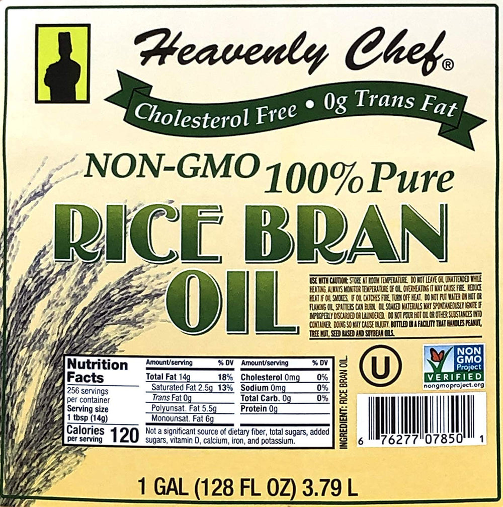Heavenly Chef Rice Bran Oil 1gal non-GMO, heart-healthy kitchen staple